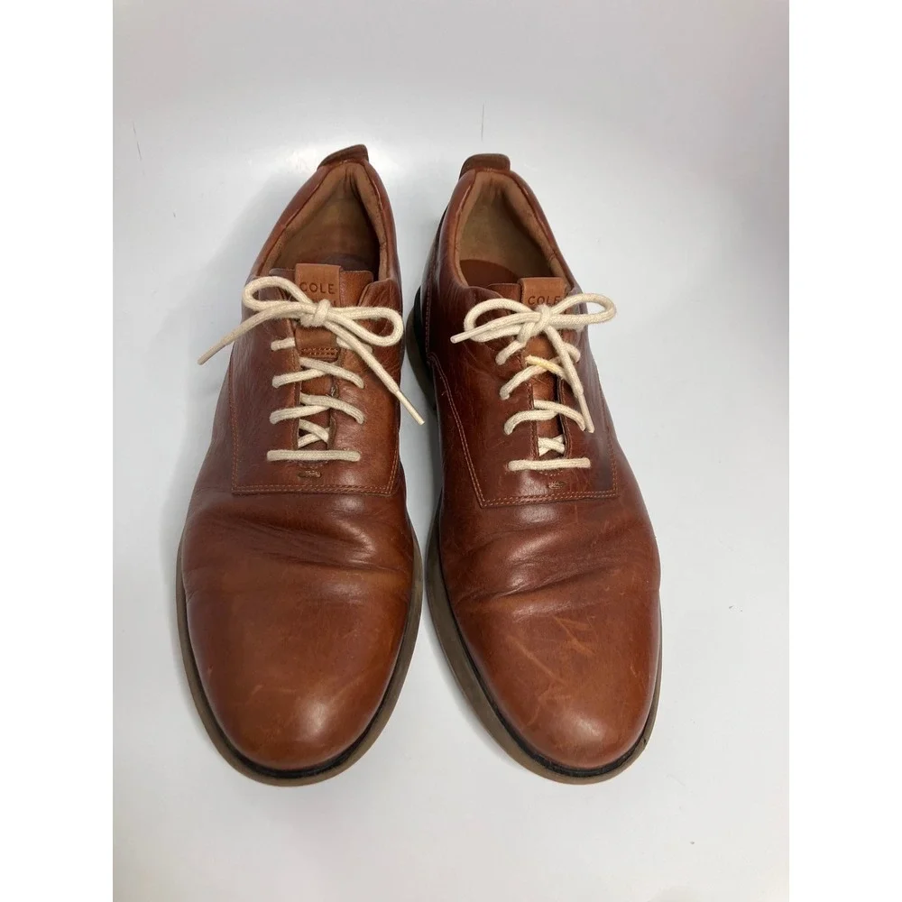 Cole Haan Grand.OS Oxfords Mens 12M Brown Good C26529 Leather Lace Up Shoes